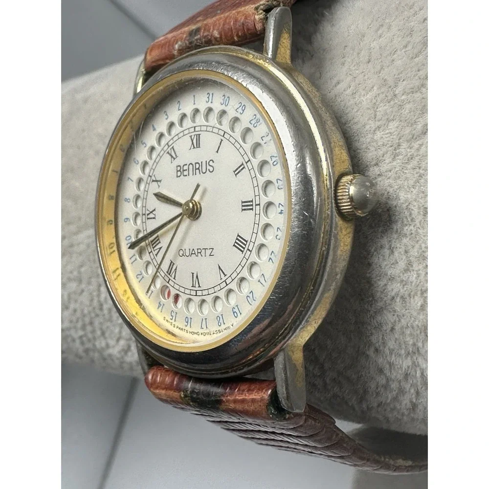 Benrus Mens‎ Calendar Watch New Battery 31MM 6.75